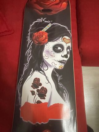 Tabla Skate Diseño Catrina Rosa