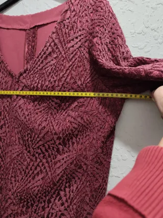 BLUSA ENCAJE BURDEOS MUJER