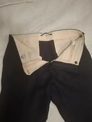 Traje de lino azul oscuro Zara