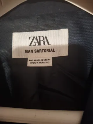 Traje de lino azul oscuro Zara