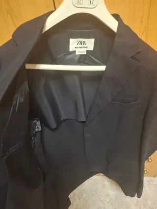 Traje de lino azul oscuro Zara