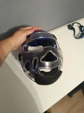 Casco Taekwondo Azul y Transparente