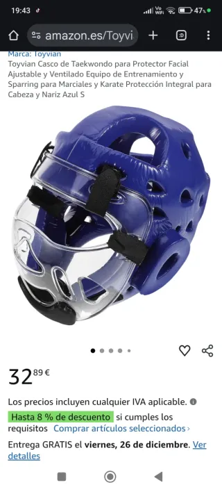 Casco Taekwondo Azul y Transparente