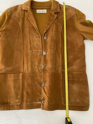 Cazadora cuero y textil marrón