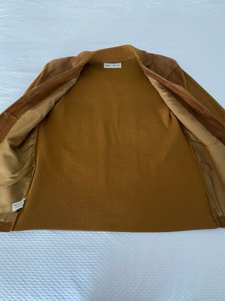 Cazadora cuero y textil marrón