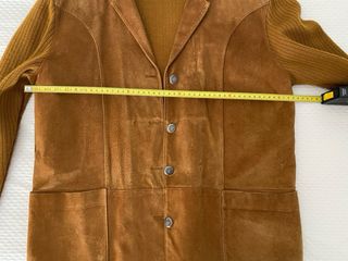 Cazadora cuero y textil marrón