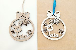 Bola Navidad Nombre Madera Personalizada