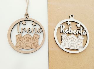 Bola Navidad Nombre Madera Personalizada