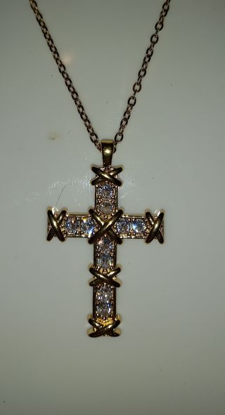 Collar Cruz Circonitas Oro Blanco