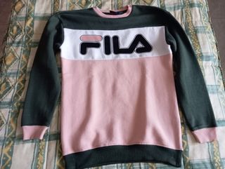 Sudadera Fila Vintage Verde y Rosa
