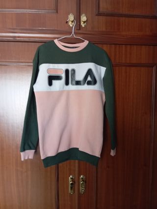 Sudadera Fila Vintage Verde y Rosa