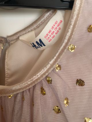 Vestido fiesta niña tul dorado H&M. 9-10 a. (140cm