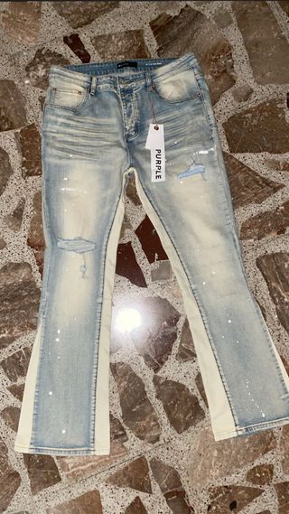 Jeans Flared Purple Brand Beige/Blu