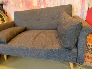 Sofá gris 2 plazas tela