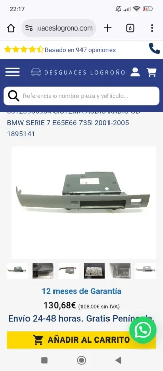 Cargador CD BMW Serie 7 E65