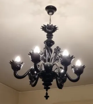Lampadario Murano 6 luci nero