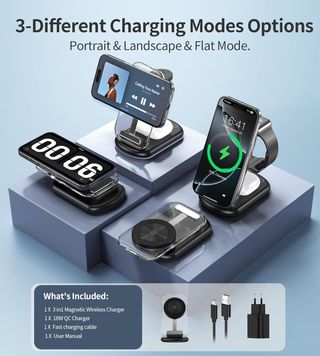 Stazione di Ricarica, Caricabatterie 3 in 1, Angolo Aggiustabile