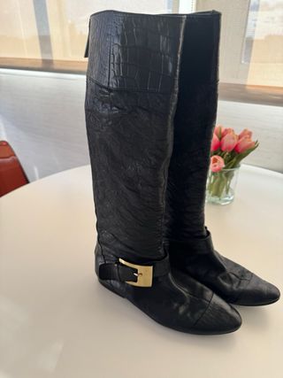 Botas Negras Altas Adolfo Dominguez Piel Talla 36