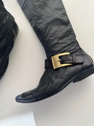 Botas Negras Altas Adolfo Dominguez Piel Talla 36