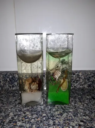 Velas decorativas con decoración marina