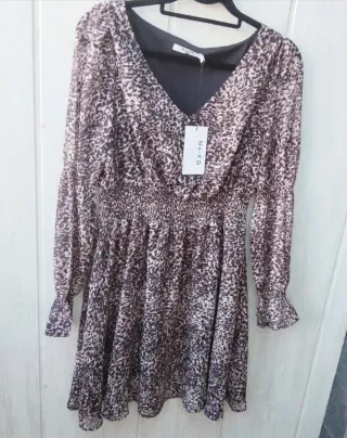 Vestido NA-KD Leopardo Beige y Marrón t. 40-42