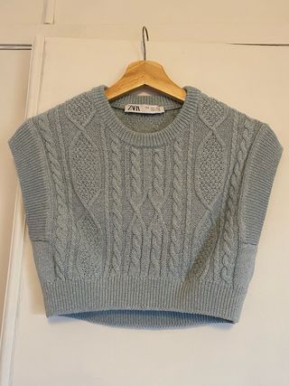 Jersey Zara punto trenzado azul S