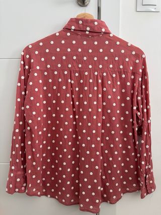 Camisa Zara Topos Algodón Rosa Talla XS