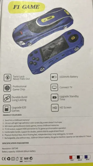 Consola Portátil Multi-juegos F1 Azul