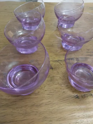 Set 6 Ciotole in vetro viola marca Lacs anni 70