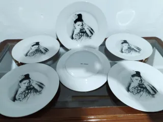 6 Platos Cerámica Vintage Antonio Montiel 28 mm