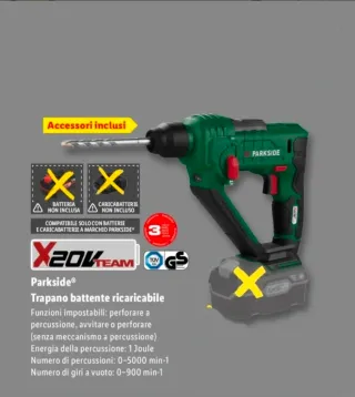 Parkside Trapano Battente Ricaricabile 20V