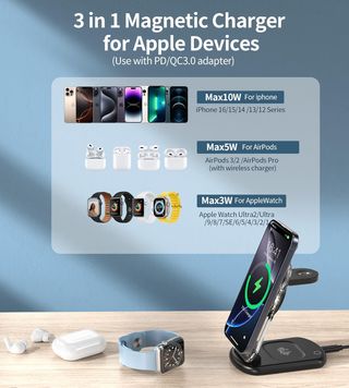 Stazione di ricarica wireless 3 in 1 per Mag-Safe