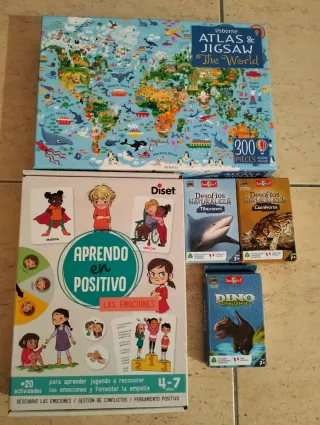 Lote Juguete, puzzle y 3 Cartas 4-9 años