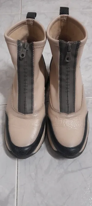 Botas Hispanitas Beige/Negro Talla 39