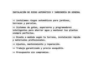 INSTALACIÓN DE RIEGO AUTOMÁTICO