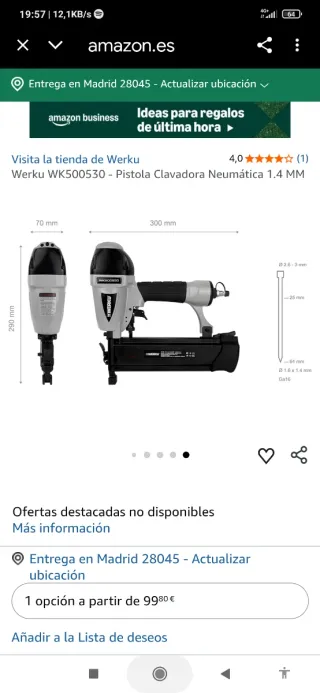 Pistola de clavos WERKU WK500530