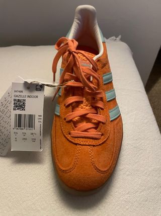 Adidas Gazelle Indoor Naranja/Celeste Talla 38.5