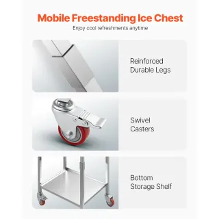 Carrello Frigo con Ruote 510 x 360 x 970mm Acciaio