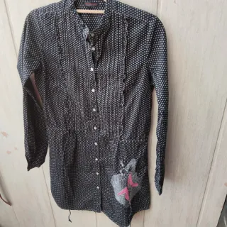 Vestido Custo Negro con Detalles Rosas t.42