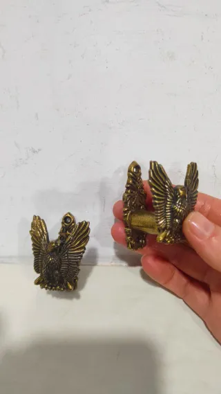 2 Percheros Bronce Águila Antiguos