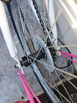 Bicicleta infantil rosa y blanca