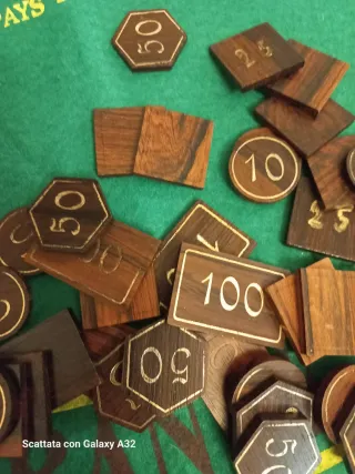 Fiches in legno fatte a mano anni '70