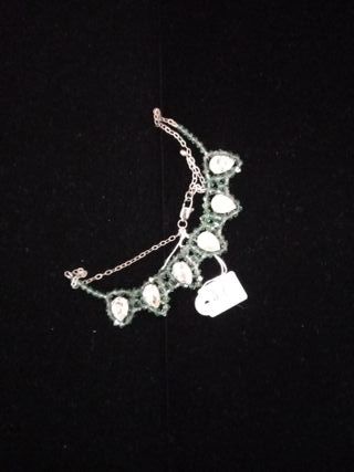 Collar Swarovski Cristales Verde y Plata