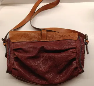 Bolso Beatriz Furest Piel Marrón y Granate.