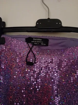 Falda Bershka lentejuelas lila T.S
