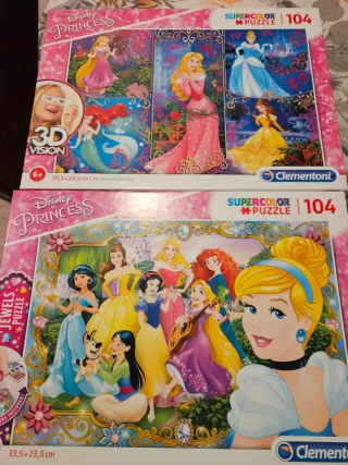 2 Puzzles Disney Princesas Clementoni 104 piezas
