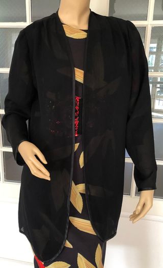 Chaqueta Larga Negra Transparente Talla XXXL