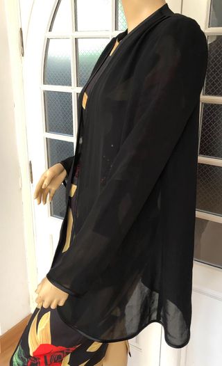 Chaqueta Larga Negra Transparente Talla XXXL