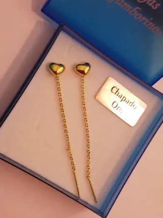 Pendientes Corazón Chapado Oro Gamborino