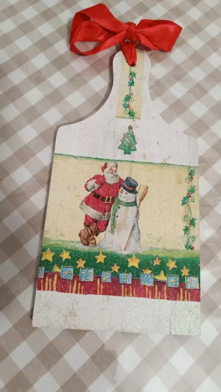 Tagliere Natalizio Decorato Legno